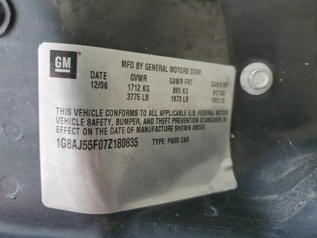 1G8AJ55F07Z180835 - 2007 SATURN ION LEVEL მწვანე ფოტო 10