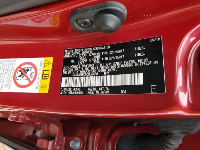 JTJYARBZ2K2137008 - 2019 LEXUS NX 300 BAS 红色 照片 10