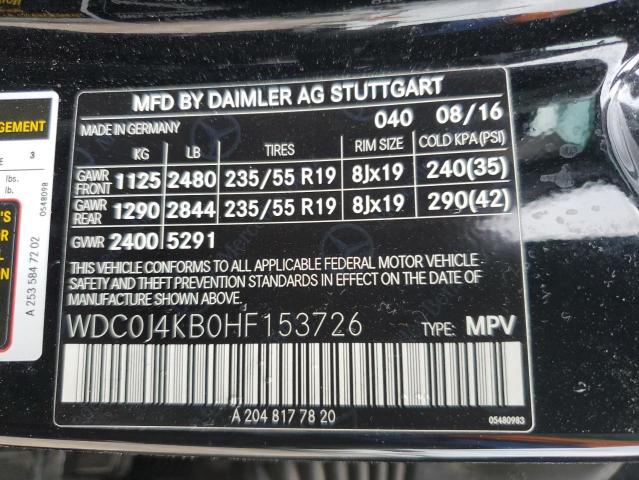 WDC0J4KB0HF153726 - 2017 MERCEDES-BENZ GLC COUPE BLACK photo 10