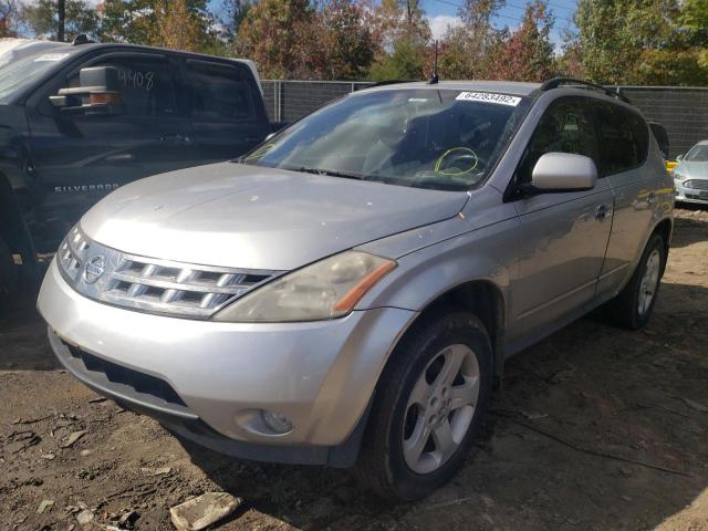 JN8AZ08W34W341077 - 2004 NISSAN MURANO SL SILVER photo 2