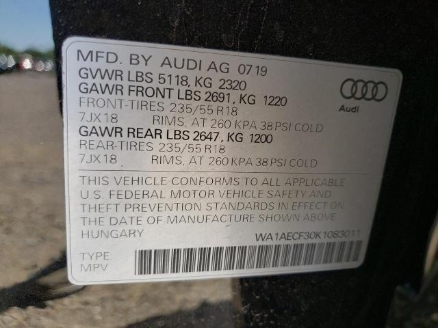 WA1AECF30K1083011 - 2019 AUDI Q3 PREMIUM BLACK photo 10