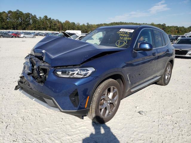 5UX43DP02N9K48015 - 2022 BMW X3 SDRIVE3 BLUE photo 2