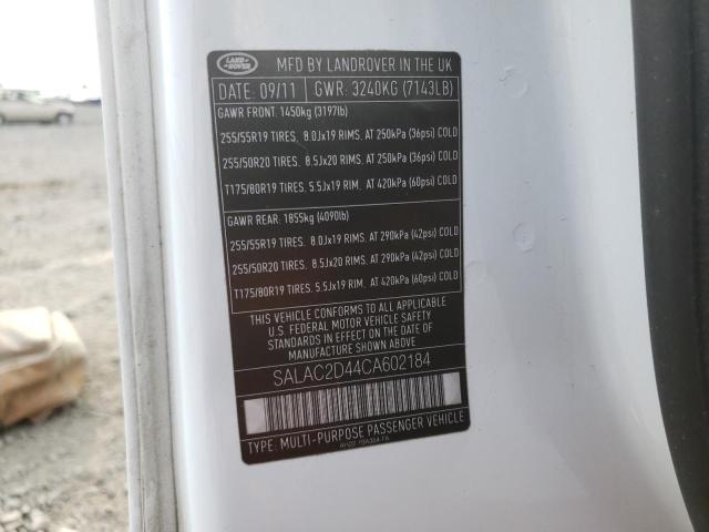 SALAC2D44CA602184 - 2012 LAND ROVER LR4 თეთრი ფოტო 10