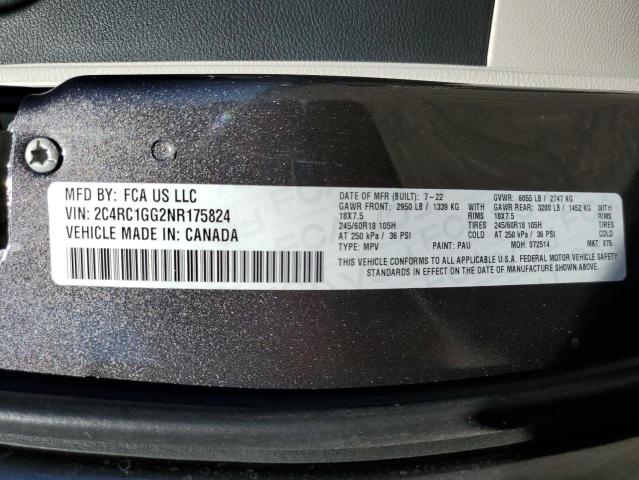 2C4RC1GG2NR175824 - 2022 CHRYSLER PACIFICA L CHARCOAL photo 13