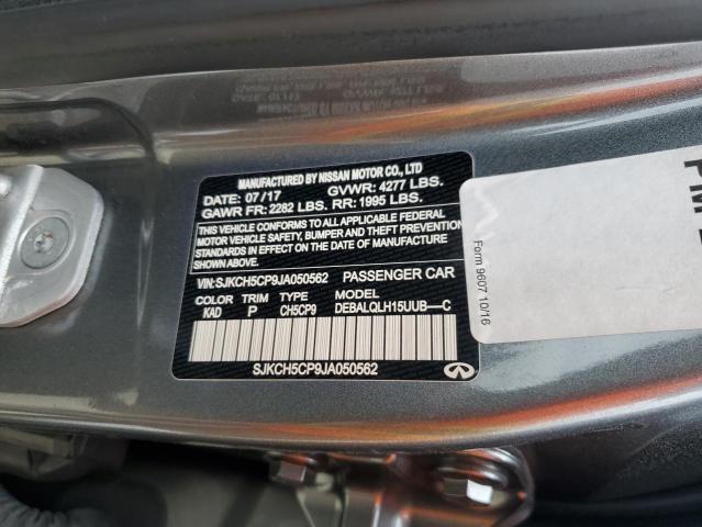 SJKCH5CP9JA050562 - 2018 INFINITI QX30 BASE GRAY photo 10