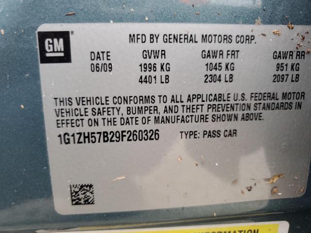 1G1ZH57B29F260326 - 2009 CHEVROLET MALIBU 1LT 绿色 照片 10