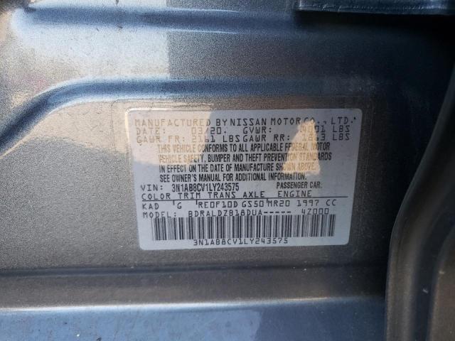 3N1AB8CV1LY243575 - 2020 NISSAN SENTRA SV GRAY photo 10