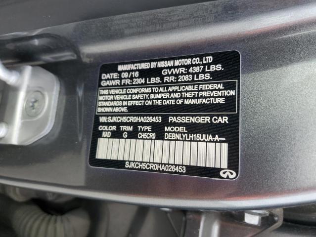 SJKCH5CR0HA026453 - 2017 INFINITI QX30 BASE GRAY photo 10