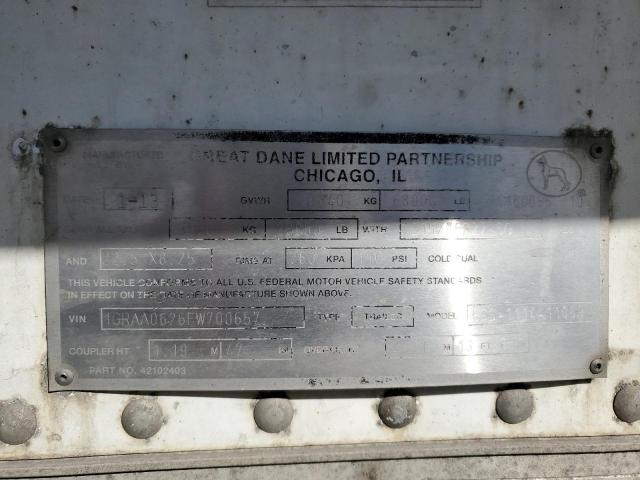 1GRAA0626EW700657 - 2014 GREAT DANE TRAILER TRAILER SILVER photo 10