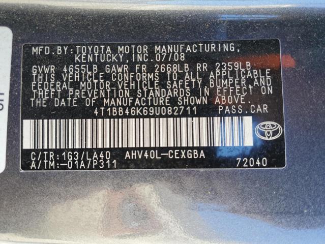 4T1BB46K69U082711 - 2009 TOYOTA CAMRY HYBR GRAY photo 10