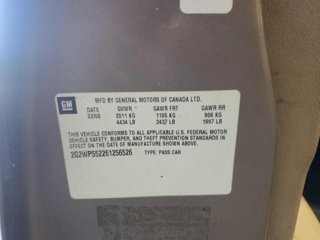 2G2WP552261256526 - 2006 PONTIAC GRAND PRIX ვერცხლისფერი ფოტო 10