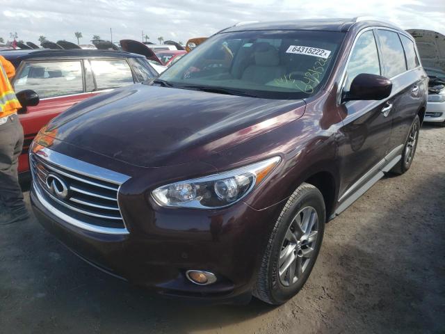 5N1AL0MMXDC343150 - 2013 INFINITI JX35 BURGUNDY photo 2