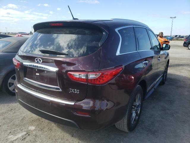 5N1AL0MMXDC343150 - 2013 INFINITI JX35 BURGUNDY photo 4