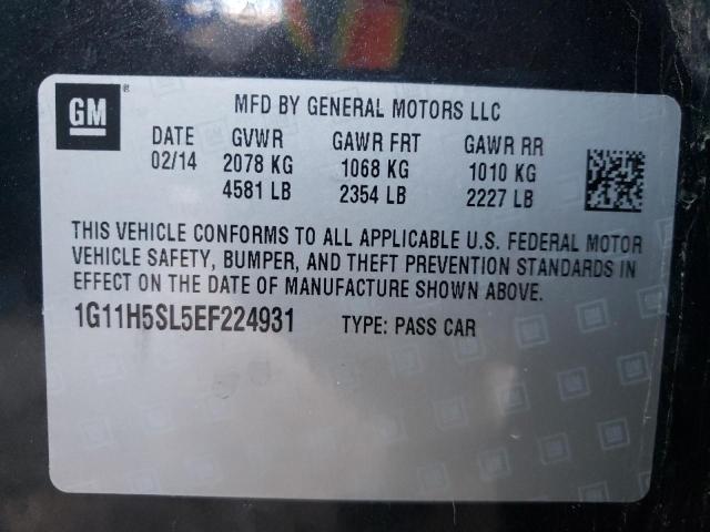 1G11H5SL5EF224931 - 2014 CHEVROLET MALIBU LTZ შავი ფოტო 10