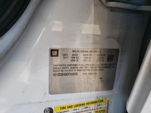 1G1ZC5E09CF244289 - 2012 CHEVROLET MALIBU 1LT თეთრი ფოტო 10