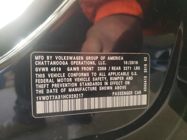 1VWDT7A31HC029217 - 2017 VOLKSWAGEN PASSAT R-L 黑色 照片 10