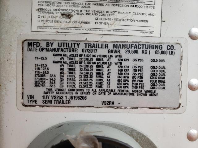 1UYVS2531J6196206 - 2018 UTILITY TRAILER Ağ foto 10