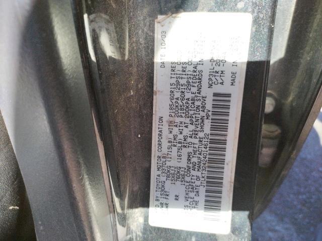 JTLKT324240146122 - 2004 TOYOTA SCION XB Siyah fotoğraf 10