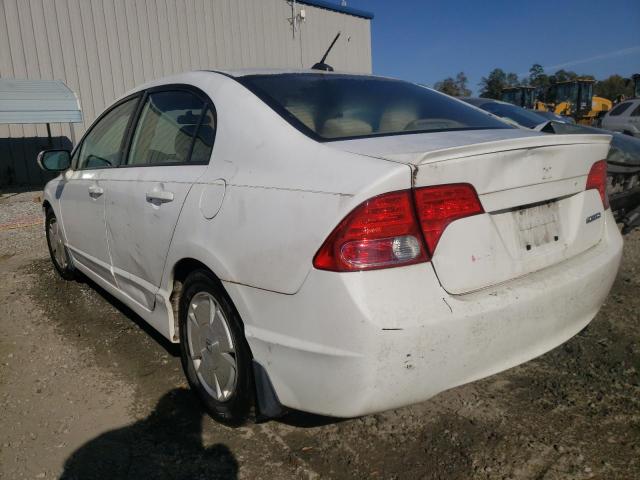 JHMFA36287S014212 - 2007 HONDA CIVIC HYBR WHITE photo 3