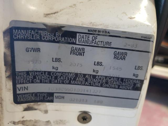 1C3BC55G1DG141227 - 1983 CHRYSLER LEBARON 白色 照片 10