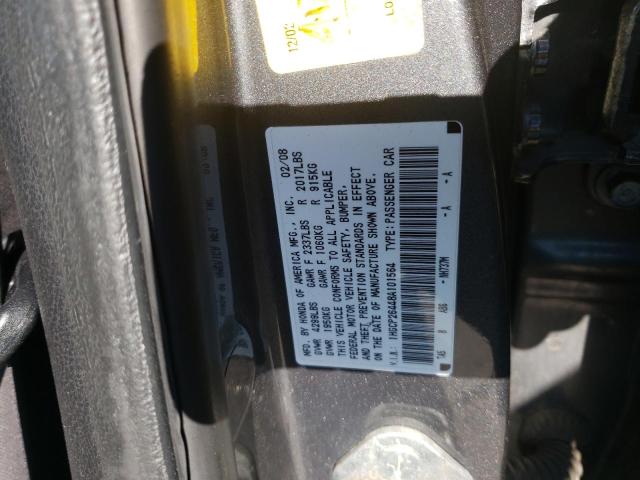 1HGCP26448A101564 - 2008 HONDA ACCORD LXP GRAY photo 10