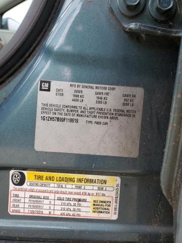 1G1ZH57B99F118619 - 2009 CHEVROLET MALIBU 1LT ტალღისფერი ფოტო 10