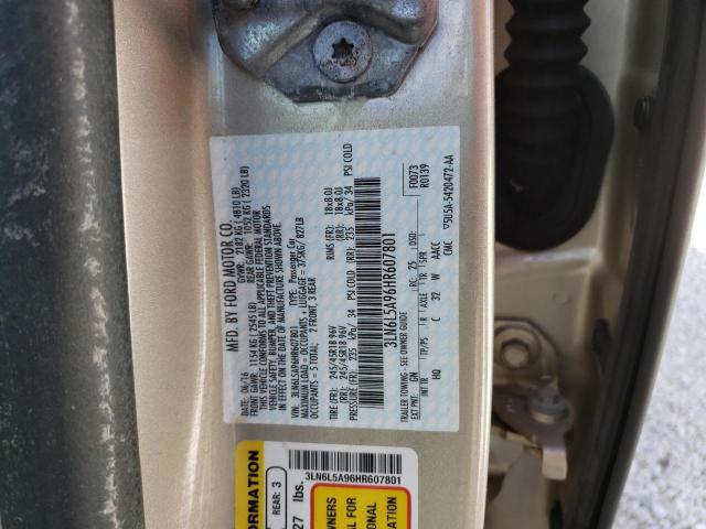 3LN6L5A96HR607801 - 2017 LINCOLN MKZ PREMIE GOLD photo 10