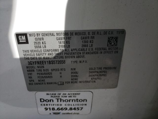 3GYFNEEY1BS572658 - 2011 CADILLAC SRX PERFOR 白色 照片 10