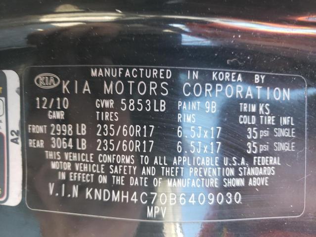 KNDMH4C70B6409030 - 2011 KIA SEDONA BLACK photo 10