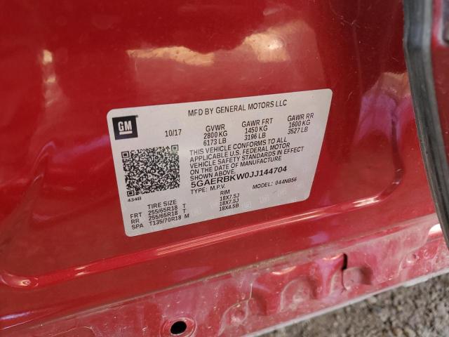 5GAERBKW0JJ144704 - 2018 BUICK ENCLAVE ES RED photo 10