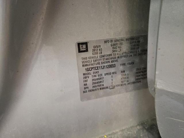 1GCPTCE11J1120653 - 2018 CHEVROLET COLORADO L SILVER photo 10