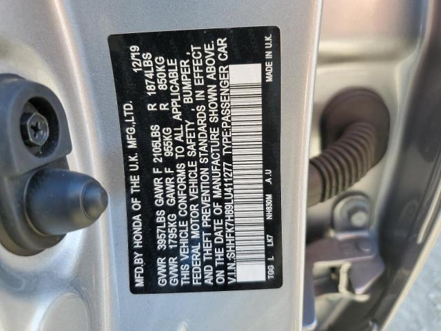 SHHFK7H89LU411277 - 2020 HONDA CIVIC EXL 银色 照片 10