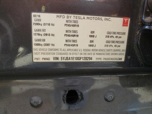 5YJSA1E10GF128294 - 2016 TESLA MODEL S Boz foto 10