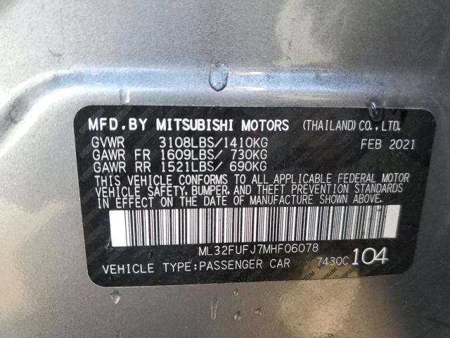 ML32FUFJ7MH****** - 2021 MITSUBISHI MIRAGE G4 GRAY photo 10