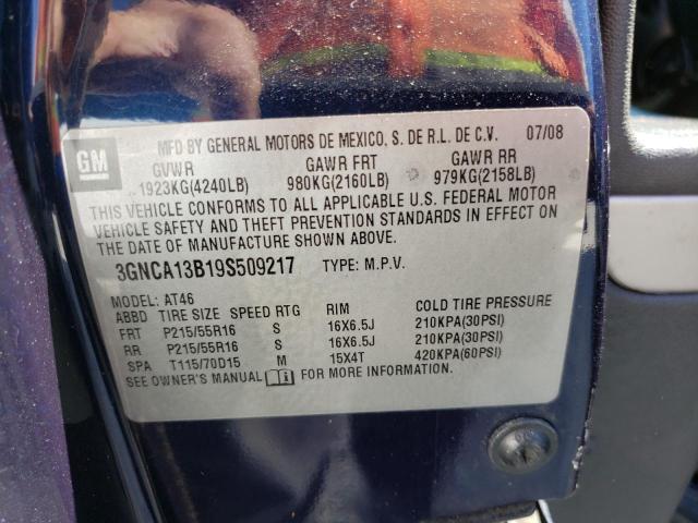 3GNCA13B19S509217 - 2009 CHEVROLET HHR LS BLUE photo 10