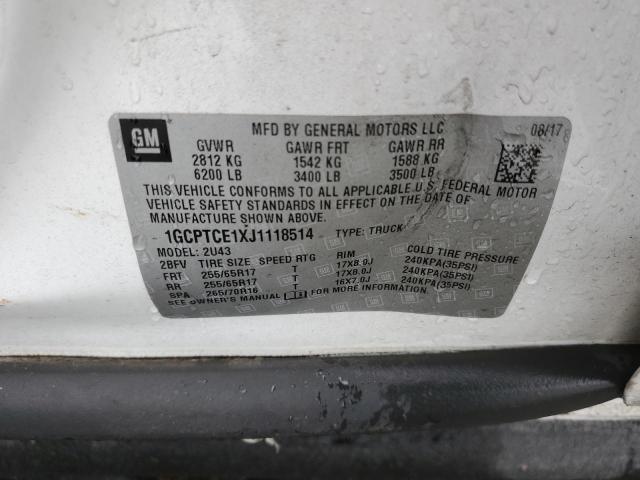 1GCPTCE1XJ1118514 - 2018 CHEVROLET COLORADO L WHITE photo 10