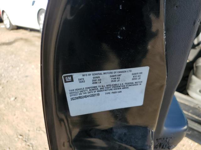 2G2WR524541232119 - 2004 PONTIAC GRAND PRIX შავი ფოტო 10