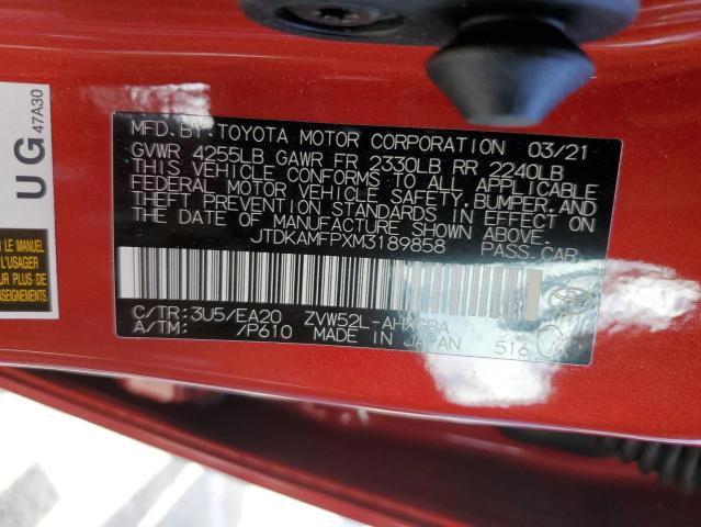JTDKAMFPXM3189858 - 2021 TOYOTA PRIUS PRIM Rot Foto 10