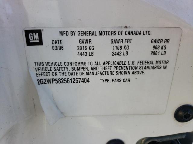 2G2WP582561267404 - 2006 PONTIAC GRAND PRIX თეთრი ფოტო 10
