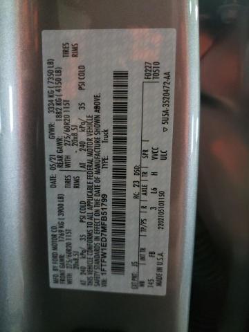 1FTFW1ED7MFB51799 - 2021 FORD F150 SUPER SILVER photo 10