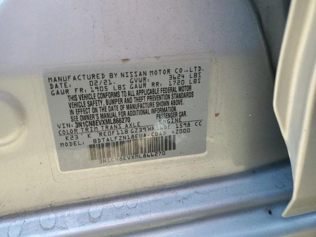 3N1CN8EVXML866270 - 2021 NISSAN VERSA SV SILVER photo 12