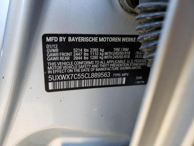 5UXWX7C55CL889563 - 2012 BMW X3 XDRIVE3 SILVER photo 10