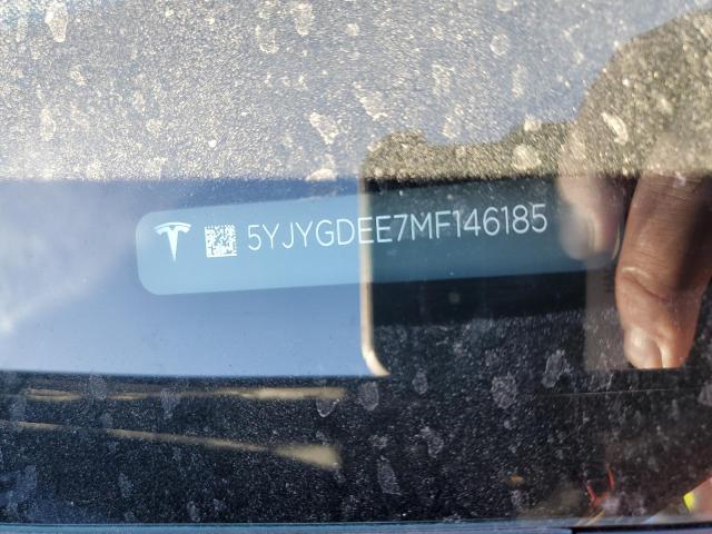 5YJYGDEE7MF146185 - 2021 TESLA MODEL Y أسود صورة 10