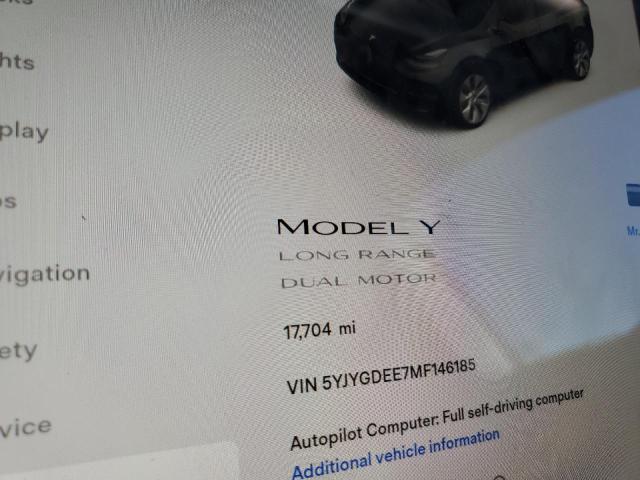 5YJYGDEE7MF146185 - 2021 TESLA MODEL Y أسود صورة 8