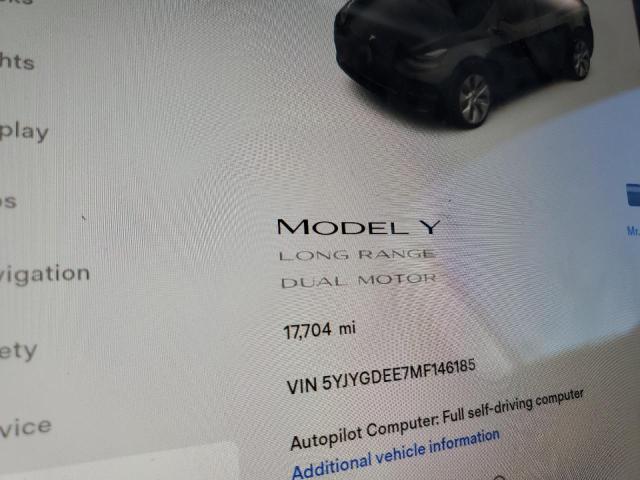 5YJYGDEE7MF146185 - 2021 TESLA MODEL Y BLACK photo 8