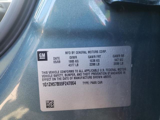 1G1ZH57B99F247864 - 2009 CHEVROLET MALIBU 1LT ნაცრისფერი ფოტო 10