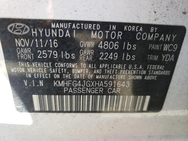 KMHFG4JGXHA591643 - 2017 HYUNDAI AZERA WHITE photo 10