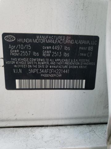 5NPE34AF0FH221441 - 2015 HYUNDAI SONATA SPO WHITE photo 10