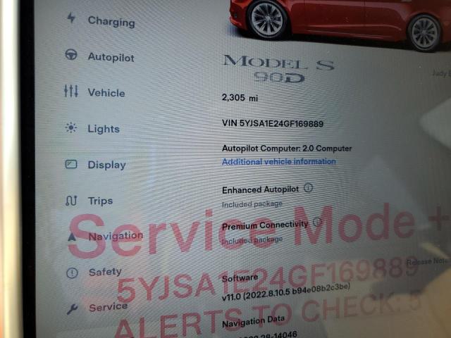 5YJSA1E24GF169889 - 2016 TESLA MODEL S Qırmızı foto 8