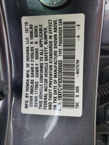 19XFC1F93GE006065 - 2016 HONDA CIVIC TOUR GRAY photo 10